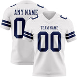 Custom White Navy Authentic Football Jersey