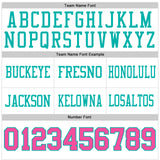 Custom White Pink-Aqua Authentic Football Jersey