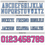 Custom White Pink Black-Light Blue Authentic Football Jersey