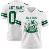 Custom White Kelly Green Authentic Football Jersey