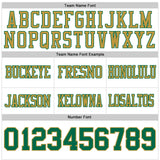 Custom White Kelly Green-Old Gold Authentic Football Jersey