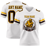 Custom White Brown-Gold Authentic Football Jersey