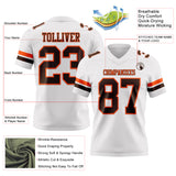 Custom White Brown-Orange Authentic Football Jersey
