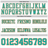 Custom White Aqua-Orange Authentic Football Jersey