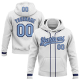 Custom Stitched White Light Blue-Navy Baseball Pullover Sweatshirt Hoodie