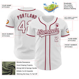Custom White Crimson Authentic Baseball Jersey