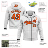 Custom Stitched White Orange-Black Baseball Pullover Sweatshirt Hoodie