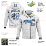 Custom Stitched White Light Blue-Black Baseball Pullover Sweatshirt Hoodie