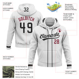 Custom Stitched White Black-Crimson Baseball Pullover Sweatshirt Hoodie