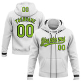 Custom Stitched White Neon Green-Black Baseball Pullover Sweatshirt Hoodie