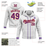 Custom Stitched White Purple-Orange Baseball Pullover Sweatshirt Hoodie