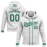 Custom Stitched White Kelly Green-White Baseball Pullover Sweatshirt Hoodie