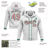 Custom Stitched White Medium Pink-Kelly Green Baseball Pullover Sweatshirt Hoodie