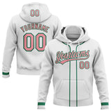 Custom Stitched White Medium Pink-Kelly Green Baseball Pullover Sweatshirt Hoodie