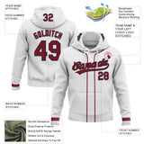 Custom Stitched White Crimson-Black Baseball Pullover Sweatshirt Hoodie