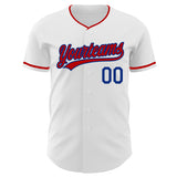 Custom White Red-Royal Authentic Baseball Jersey