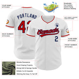Custom White Red-Navy Authentic Baseball Jersey