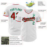 Custom White Red-Kelly Green Authentic Baseball Jersey