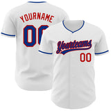 Custom White Royal-Red Authentic Baseball Jersey