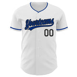 Custom White Royal-Black Authentic Baseball Jersey