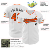 Custom White Orange-Black Authentic Baseball Jersey