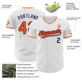 Custom White Orange-Navy Authentic Baseball Jersey