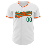 Custom White Orange-Kelly Green Authentic Baseball Jersey