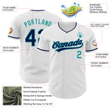 Custom White Navy-Teal Authentic Baseball Jersey