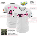Custom White Black-Pink Authentic Baseball Jersey