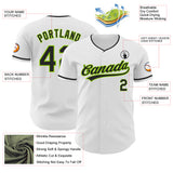 Custom White Black-Neon Green Authentic Baseball Jersey