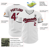 Custom White Maroon-Black Authentic Baseball Jersey