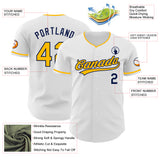 Custom White Gold-Navy Authentic Baseball Jersey