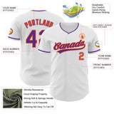 Custom White Purple-Orange Authentic Baseball Jersey