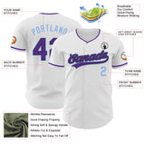 Custom White Purple Black-Light Blue Authentic Baseball Jersey