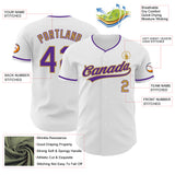 Custom White Purple-Old Gold Authentic Baseball Jersey