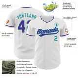 Custom White Purple-Teal Authentic Baseball Jersey