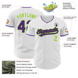 Custom White Purple Black-Neon Green Authentic Baseball Jersey