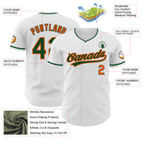 Custom White Green-Orange Authentic Baseball Jersey