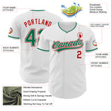 Custom White Kelly Green-Red Authentic Baseball Jersey