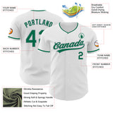 Custom White Kelly Green-Gray Authentic Baseball Jersey