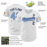 Custom White Light Blue-Navy Authentic Baseball Jersey
