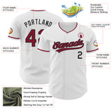 Custom White Crimson-Black Authentic Baseball Jersey