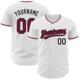 Custom White Crimson-Black Authentic Baseball Jersey