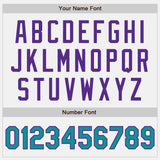 Custom White Teal-Purple Authentic Baseball Jersey