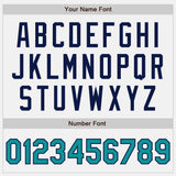 Custom White Teal-Navy Authentic Baseball Jersey