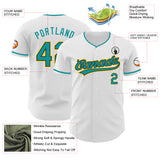 Custom White Teal Black-Yellow Authentic Baseball Jersey
