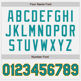 Custom White Teal Black-Yellow Authentic Baseball Jersey