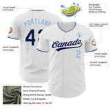 Custom White Navy-Light Blue Authentic Baseball Jersey