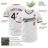 Custom White Black-Crimson Authentic Baseball Jersey