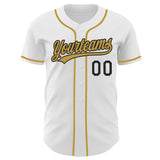 Custom White Old Gold-Black Authentic Baseball Jersey